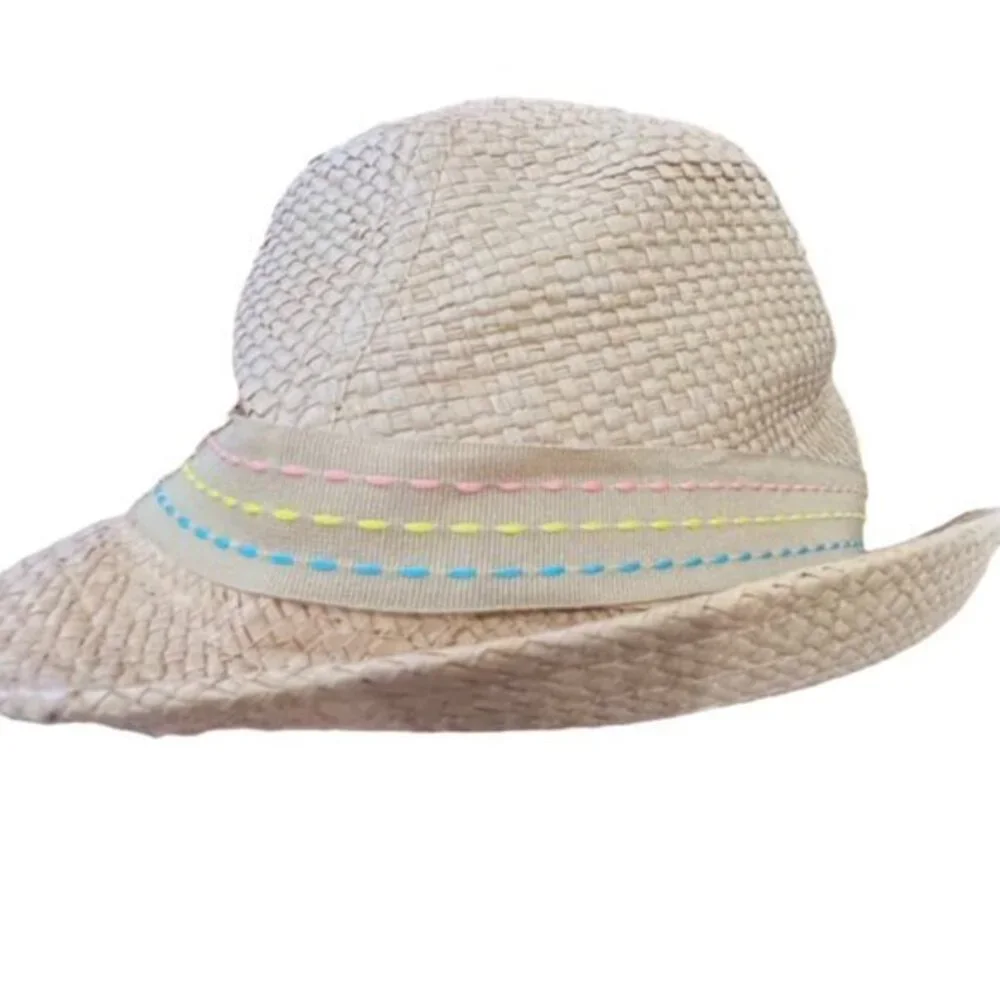 Addie & Tate‎ Girls Fedora Style Hat with Pastel Stitched Trim and Bow Party